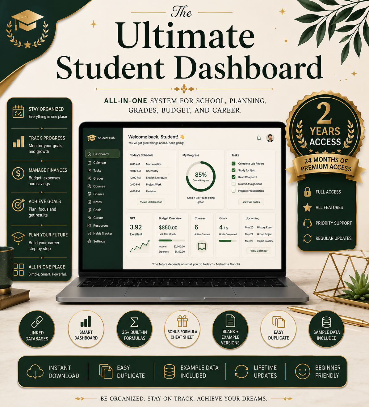 Student dashboard - 2 years access